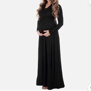 NWT Mother Bee Maternity Marled Gray Maxi Dress
